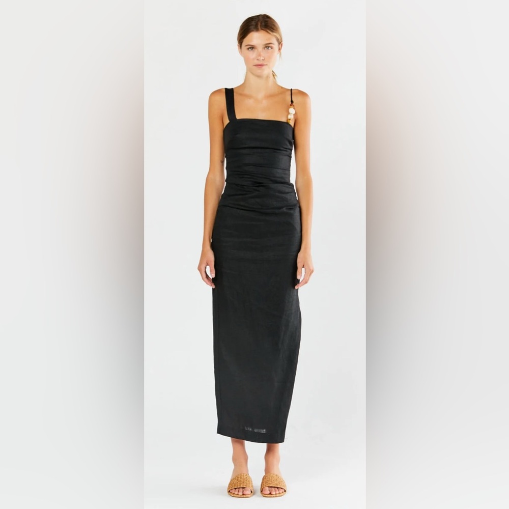 SIR BLACK ANTONIA BLACK BEADED MIDI DRESS (Size 0)
